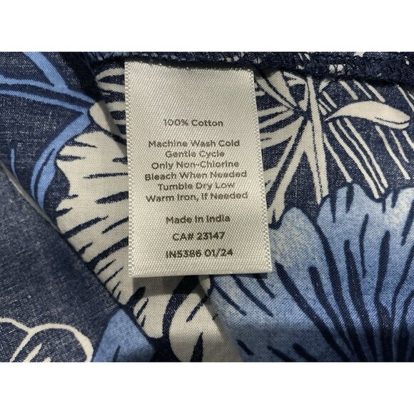 Talbots Hibiscus Palms Tunic XL Blue White VNeck 3/4 Sleeve - Picture 8 of 10